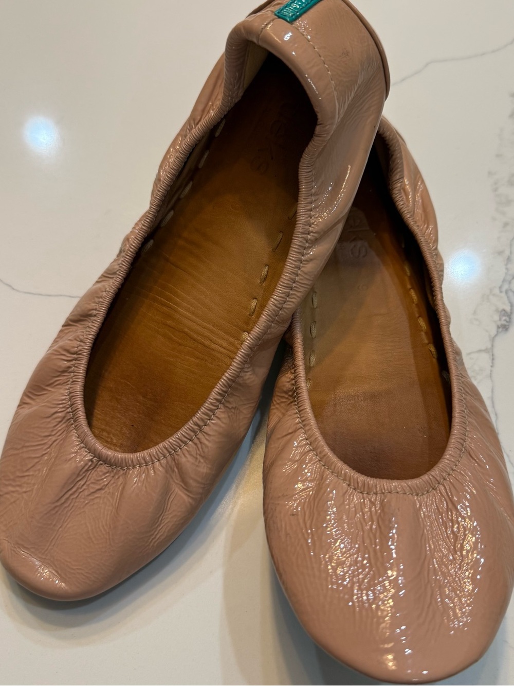 Tieks Nude Blush Patent Leather Flats Womens 9 Slip On Foldable Casual Comfort